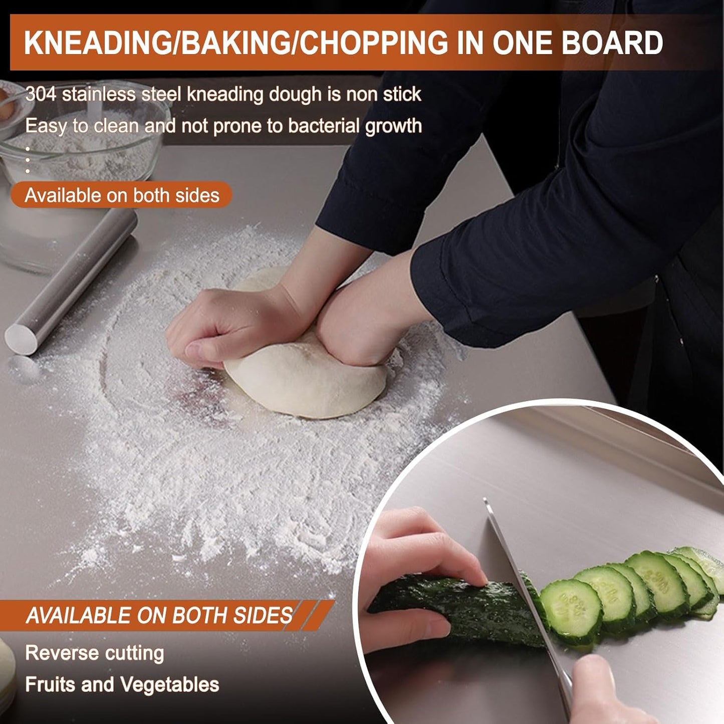 304 stainless steel kitchen chopping board, kneading panel, multi-functional cutting board